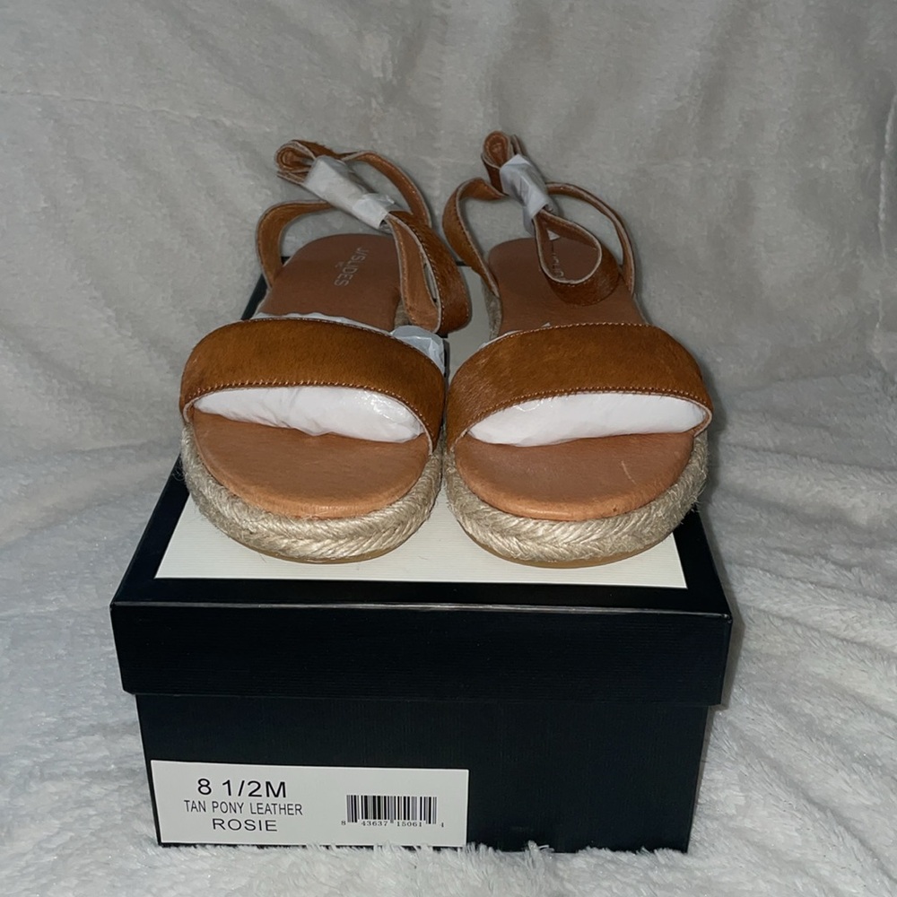 NWT J/SLIDES ROSIE Tan Pony Hair Leather Sandal - Picture 7 of 16